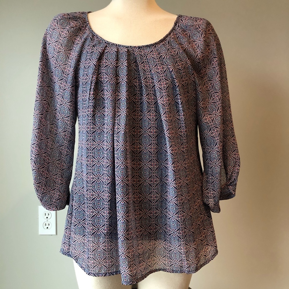Boho tunic sheer sleeves EUC